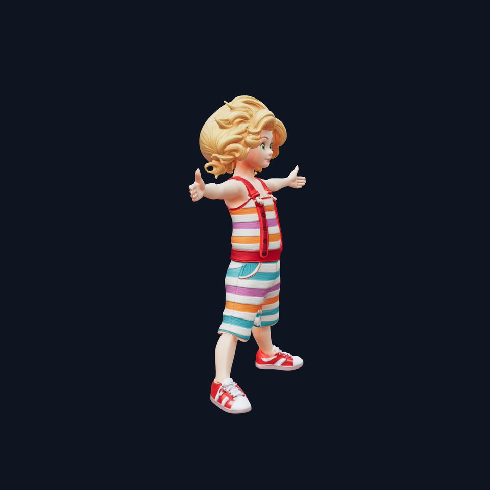 Playful Striped Overalls model pack