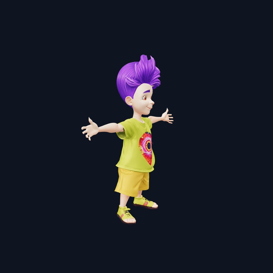 Vibrant Violet Hair Character model pack