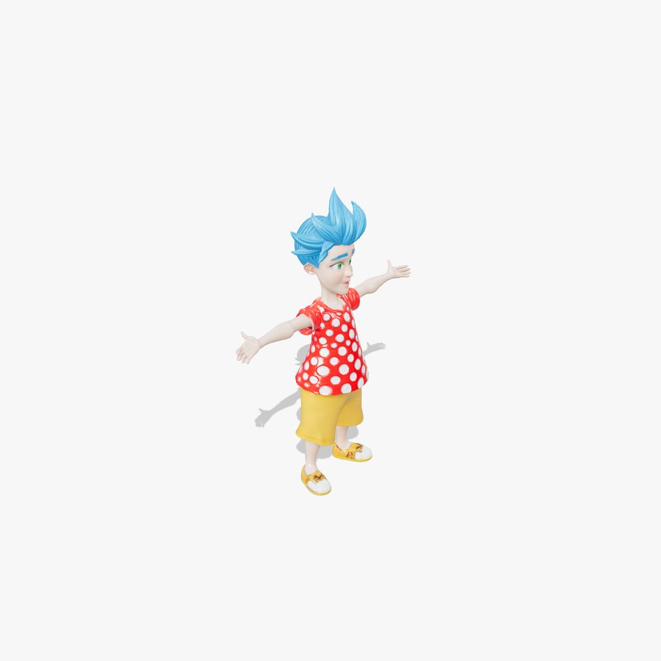 Blue Hair Cartoon Character model pack