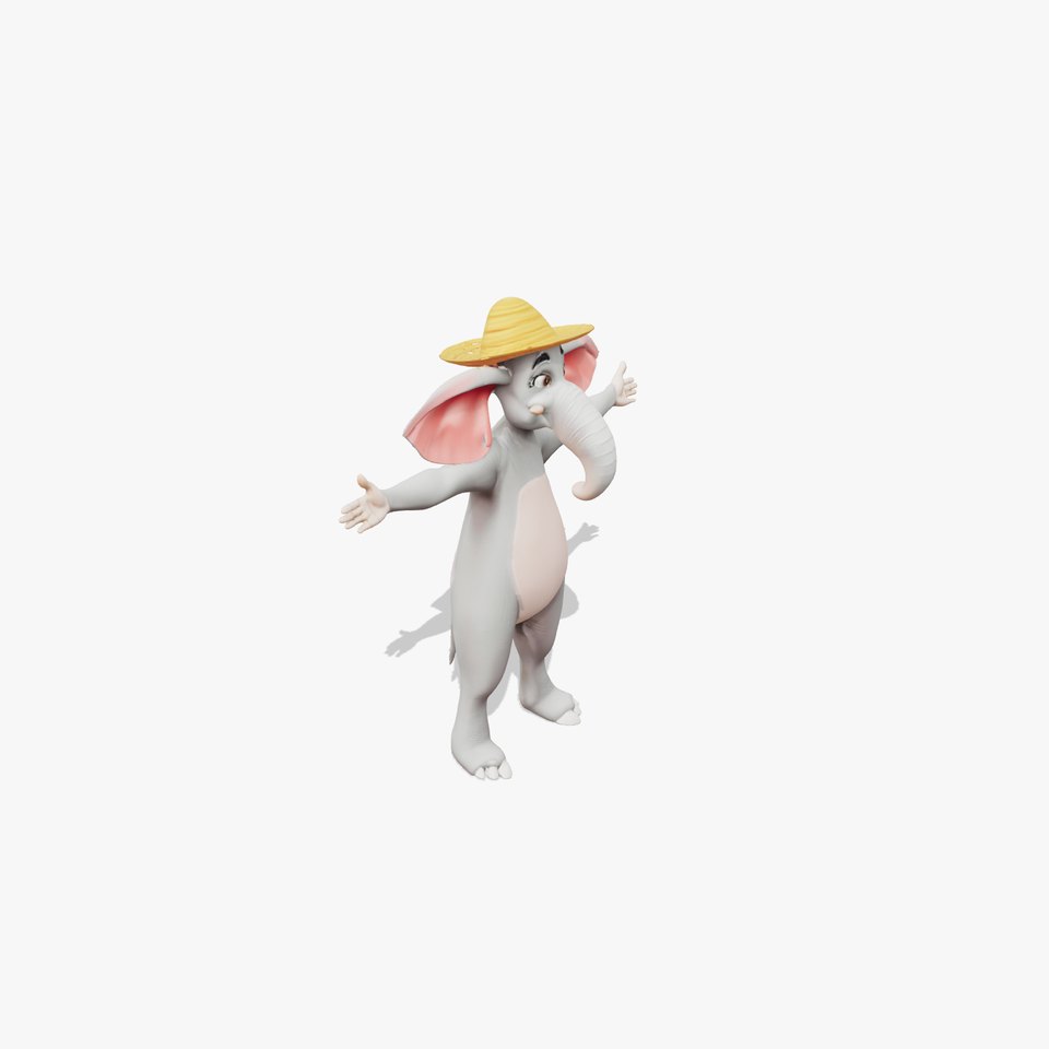 Friendly Elephant with Hat model pack