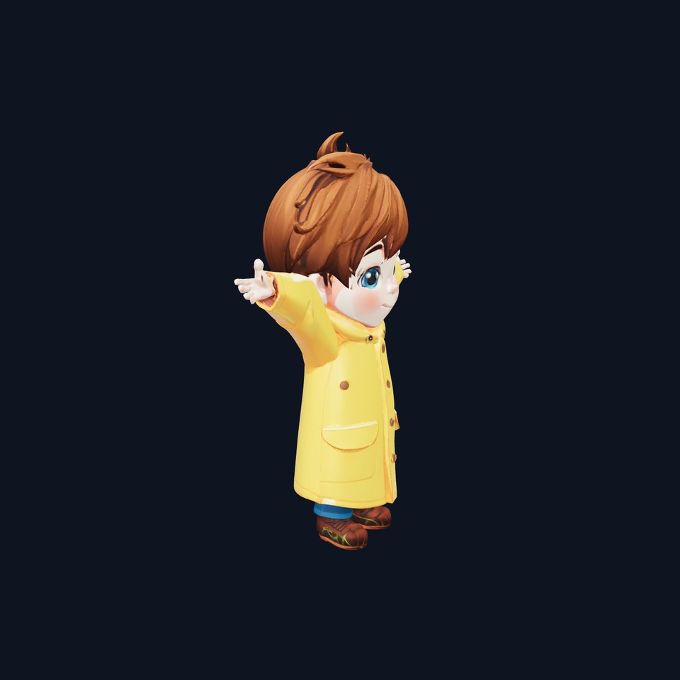 Cheerful Yellow Raincoat Kid model pack