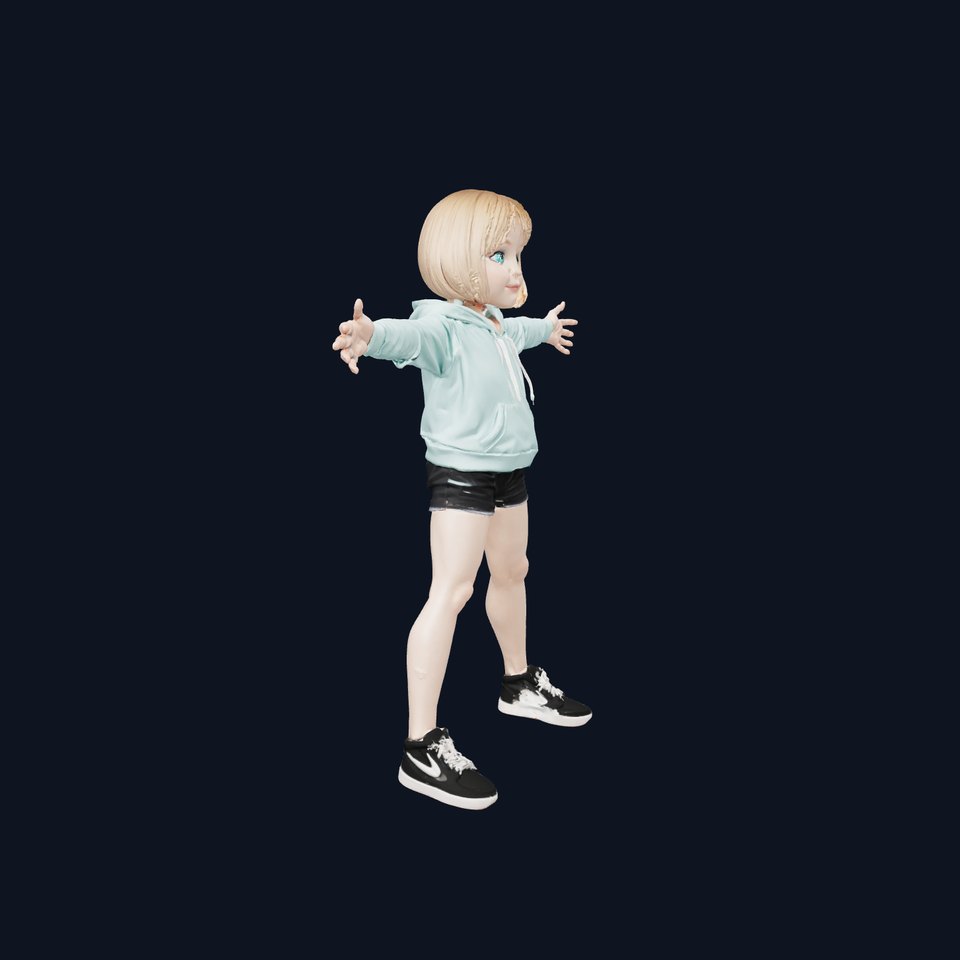 Animated Girl Hoodie model pack