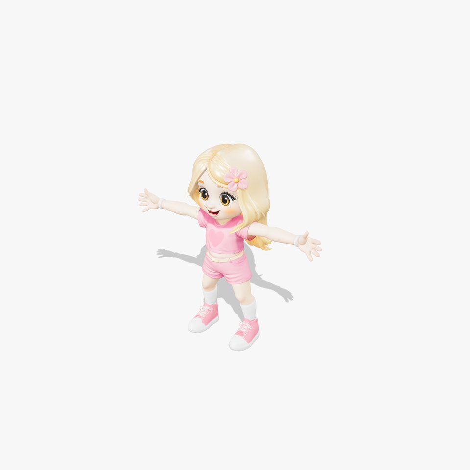 Cheerful Young Girl in Pink Outfit