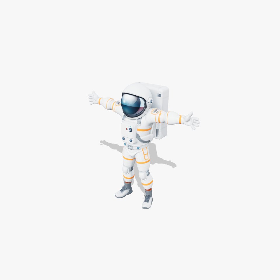 Cartoon Astronaut in Glossy Spacesuit