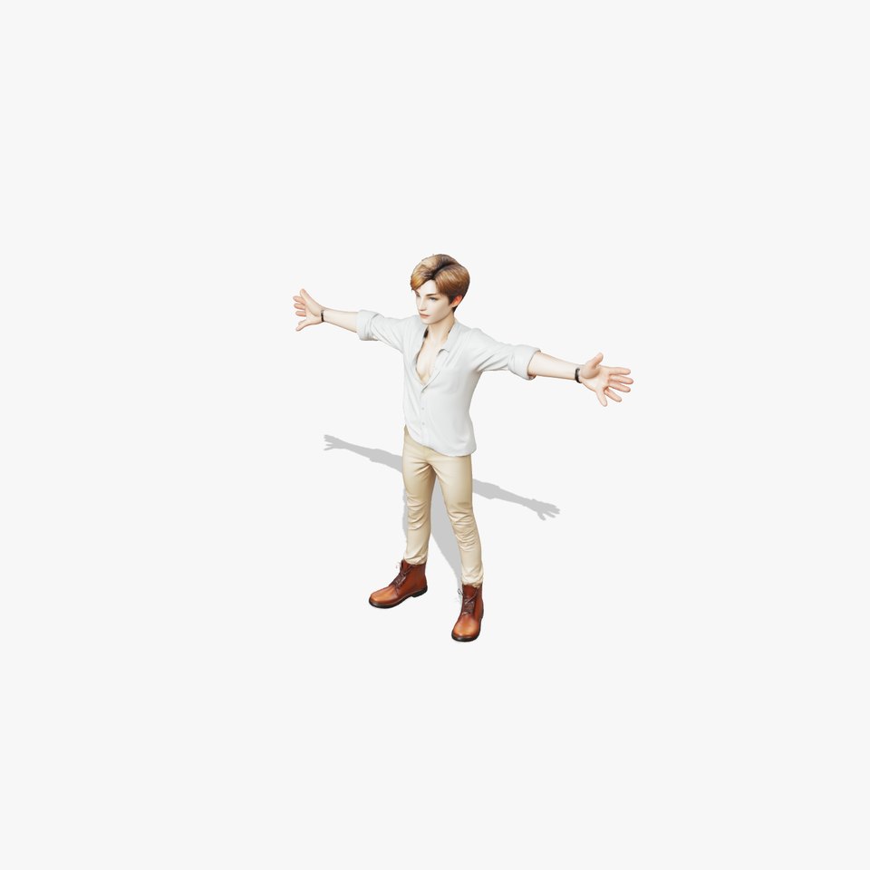 Adventurous Young Male Character in Forest