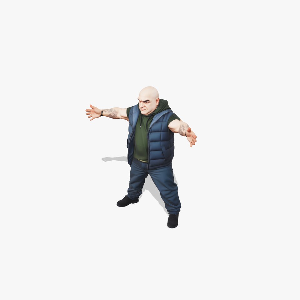 Intimidating Stocky Man in Puffer Jacket
