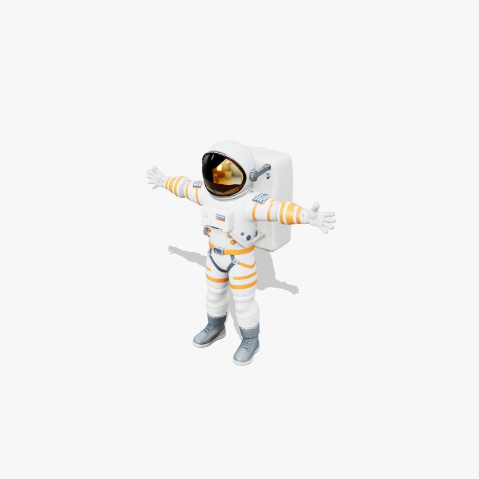 Cartoon Astronaut in Glossy Spacesuit