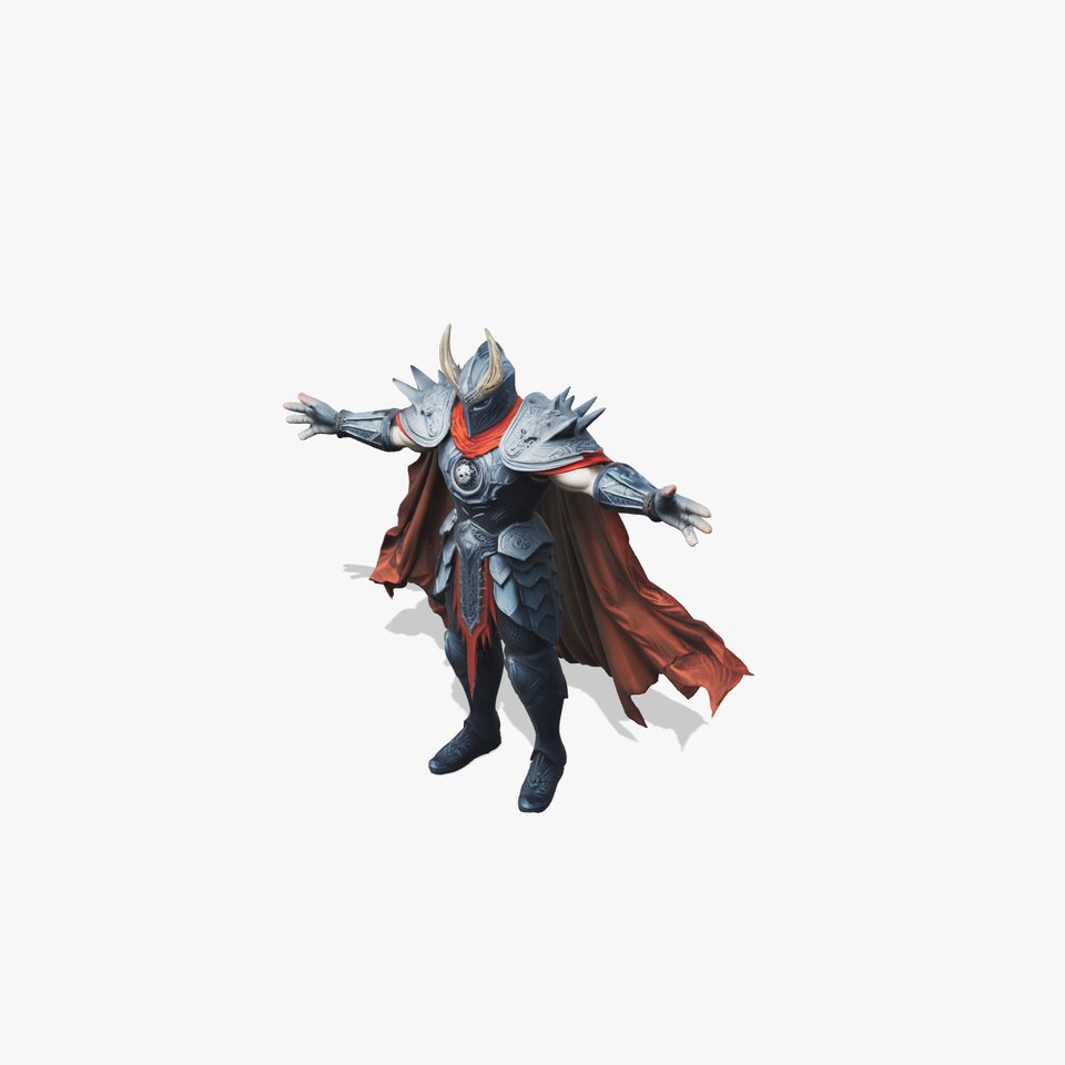 Armored Warrior with Crimson Cape
