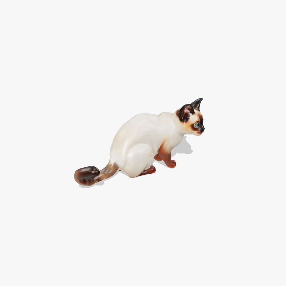 Realistic Siamese Cat 3D Model with Blue Eyes