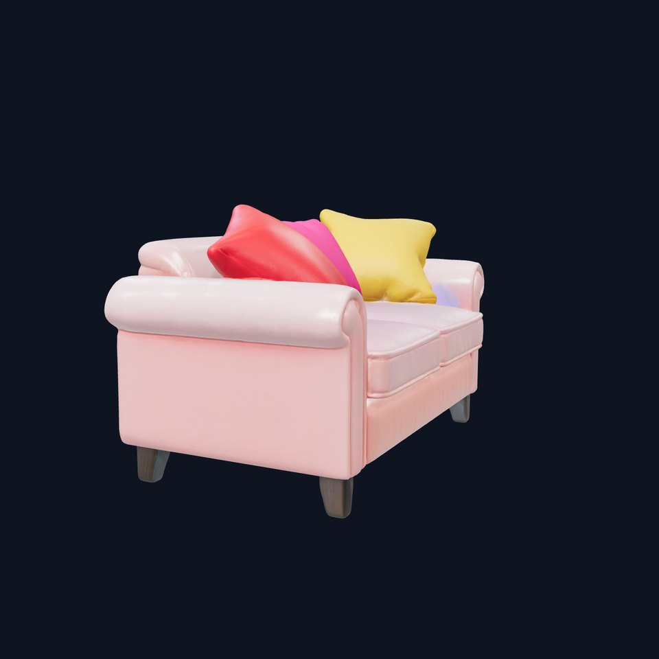Miniature Doll Sofa with Vibrant Cushions