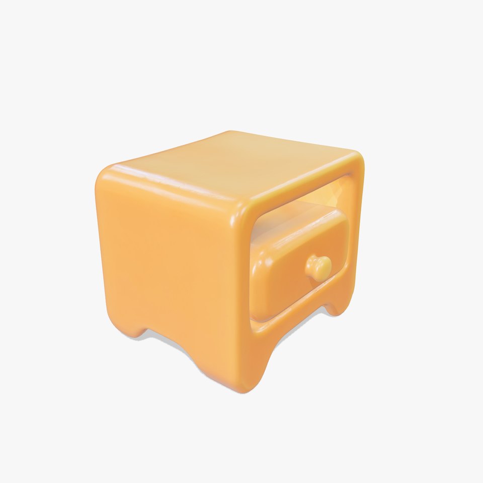 Playful Miniature Curved-Edge Nightstand 3D Model