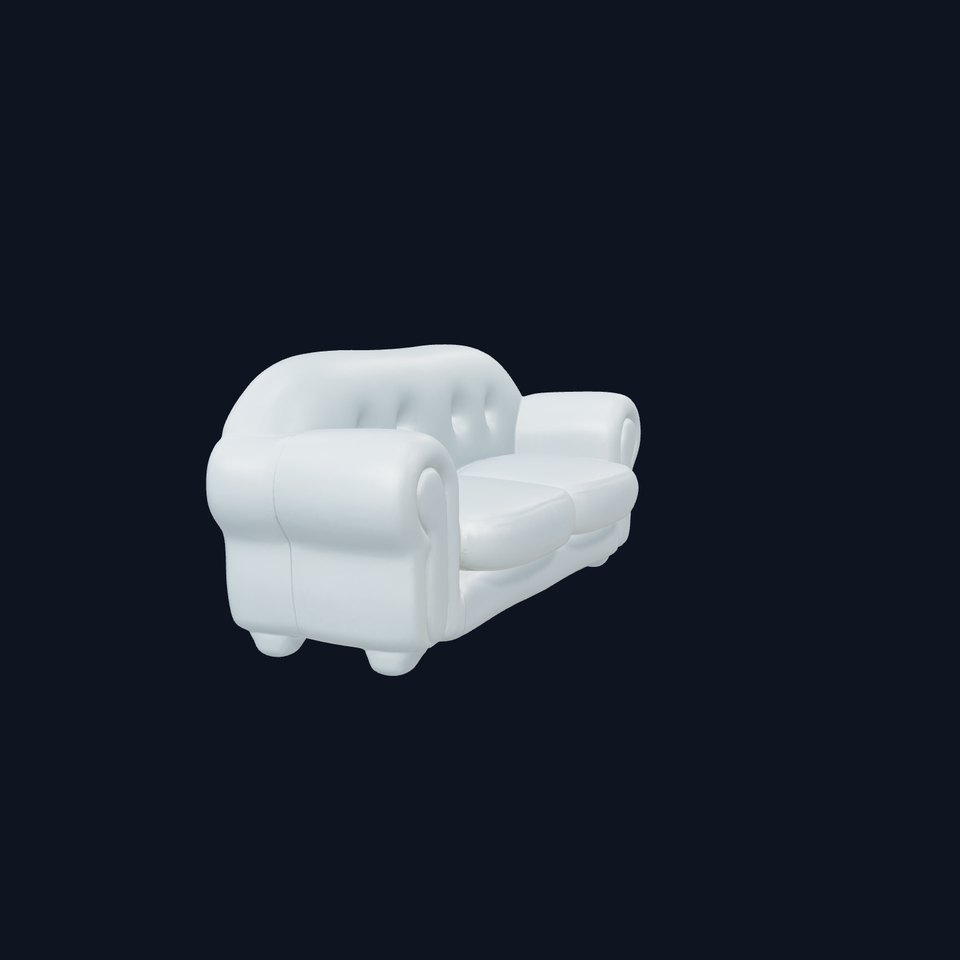 Cartoon Miniature Sofa Model with Round Shapes