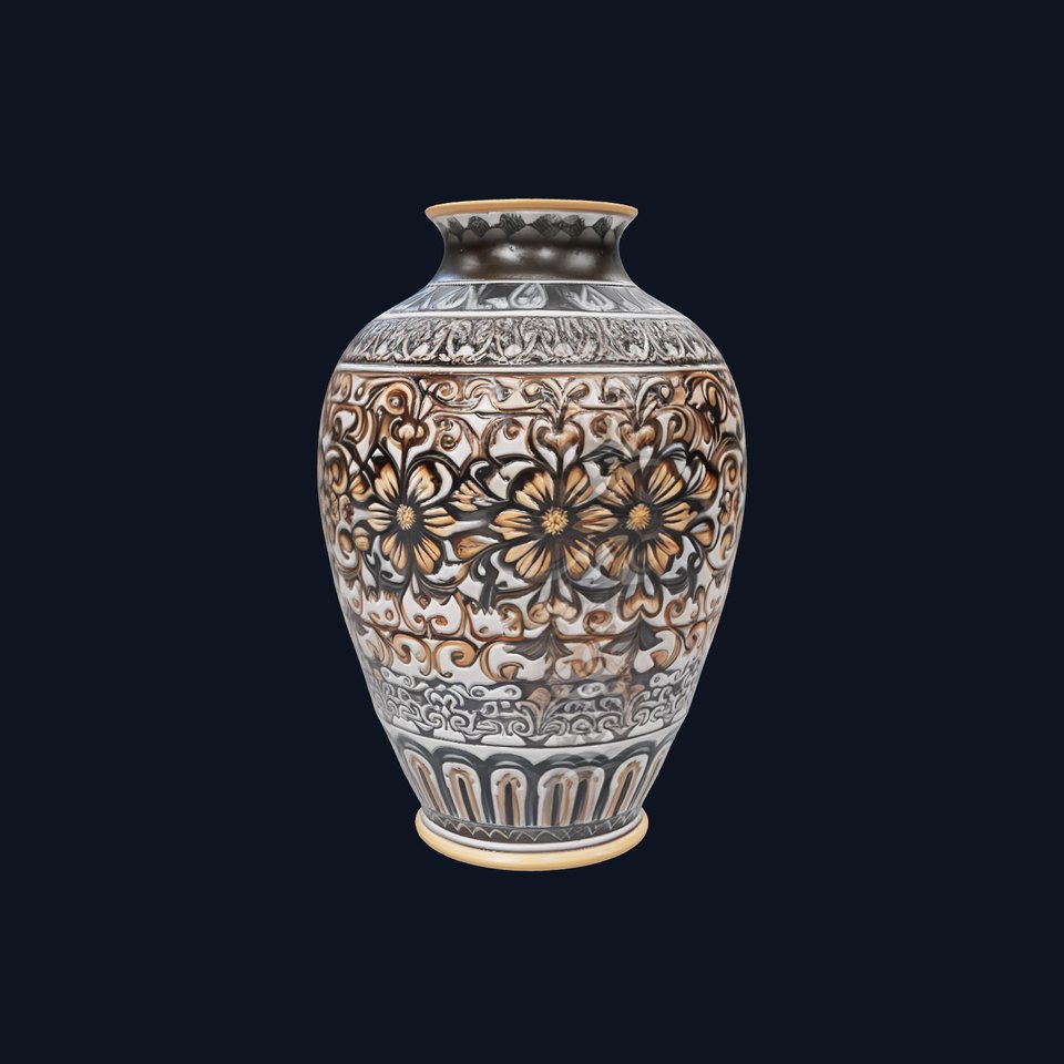 Intricate Ceramic Ornamental Vase with Glossy Finish