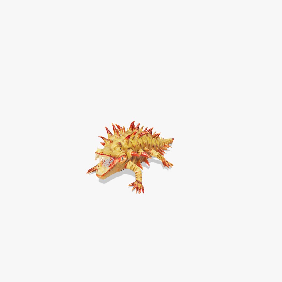 Spiky Monster Creature with Sharp Teeth and Suction Cups