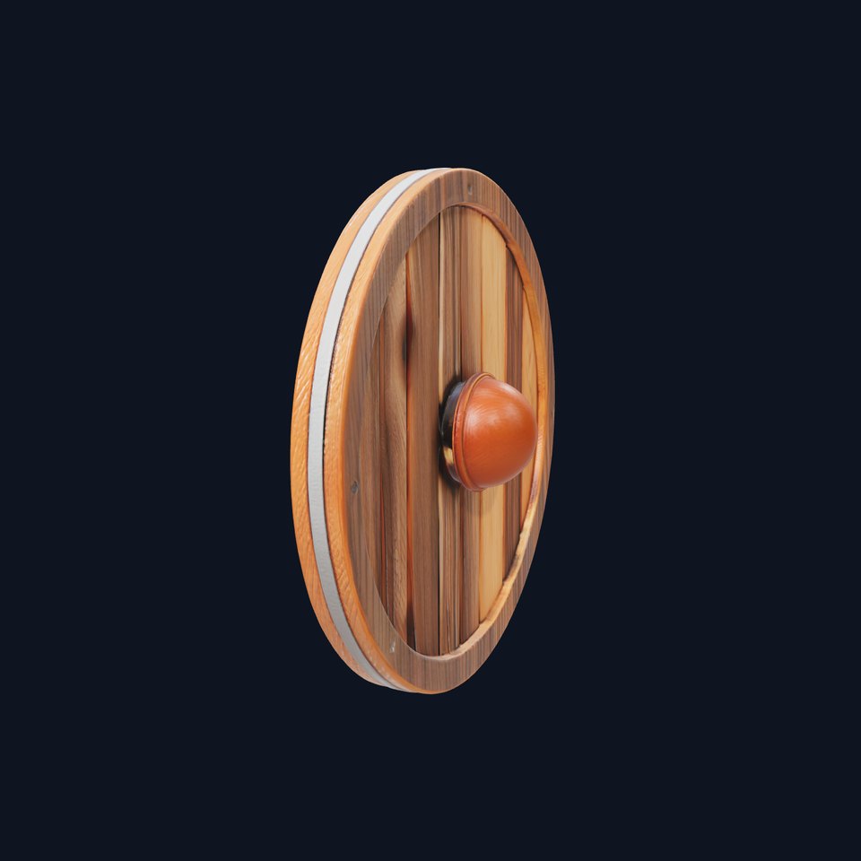 Medieval Round Wooden Shield with Metal Trim