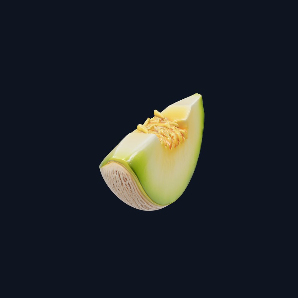 Honeydew Melon Slice Textured 3D Model Pack
