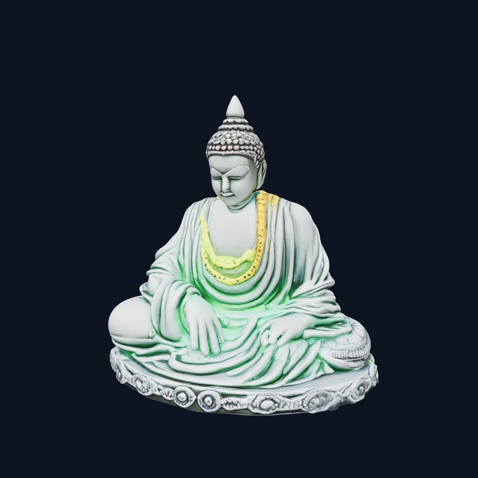 Stylized Buddha Statuette Glowing Accents model pack