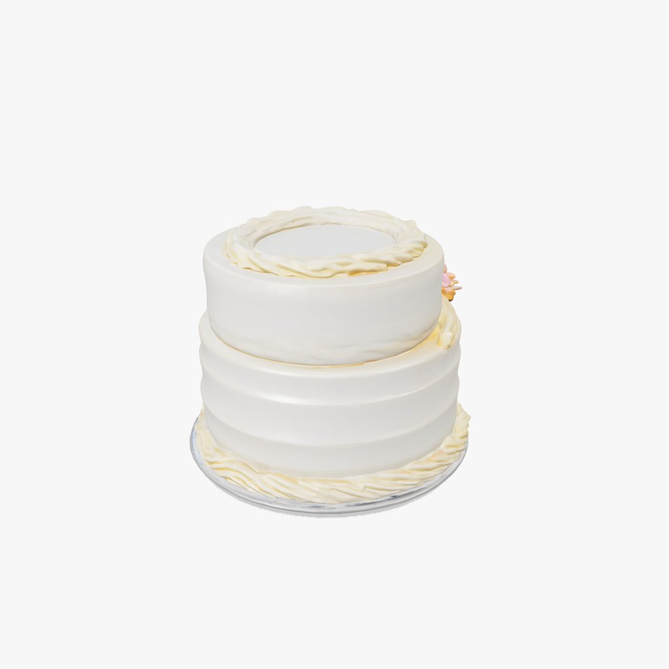 Elegant Vanilla Layer Cake with Piped Flowers model pack