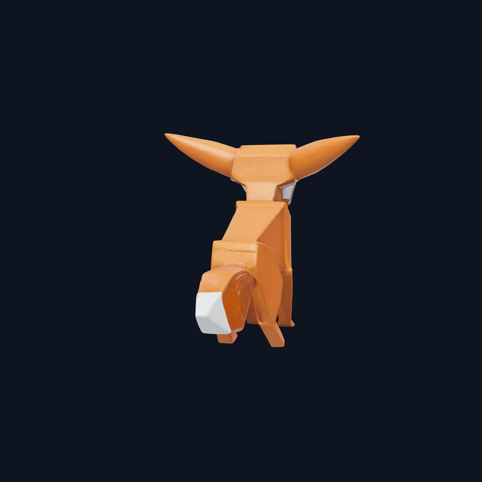 Origami Fox Sculpture with Textured Tail Model Pack