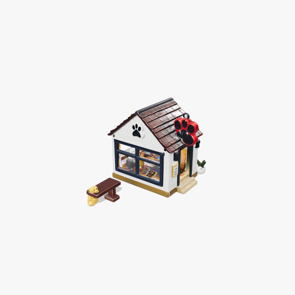 Whimsical Pet Store with Paw-Print Sign model pack