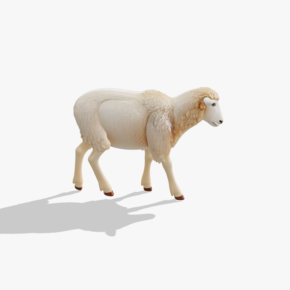 Fluffy Sheep Grazing Stance model pack