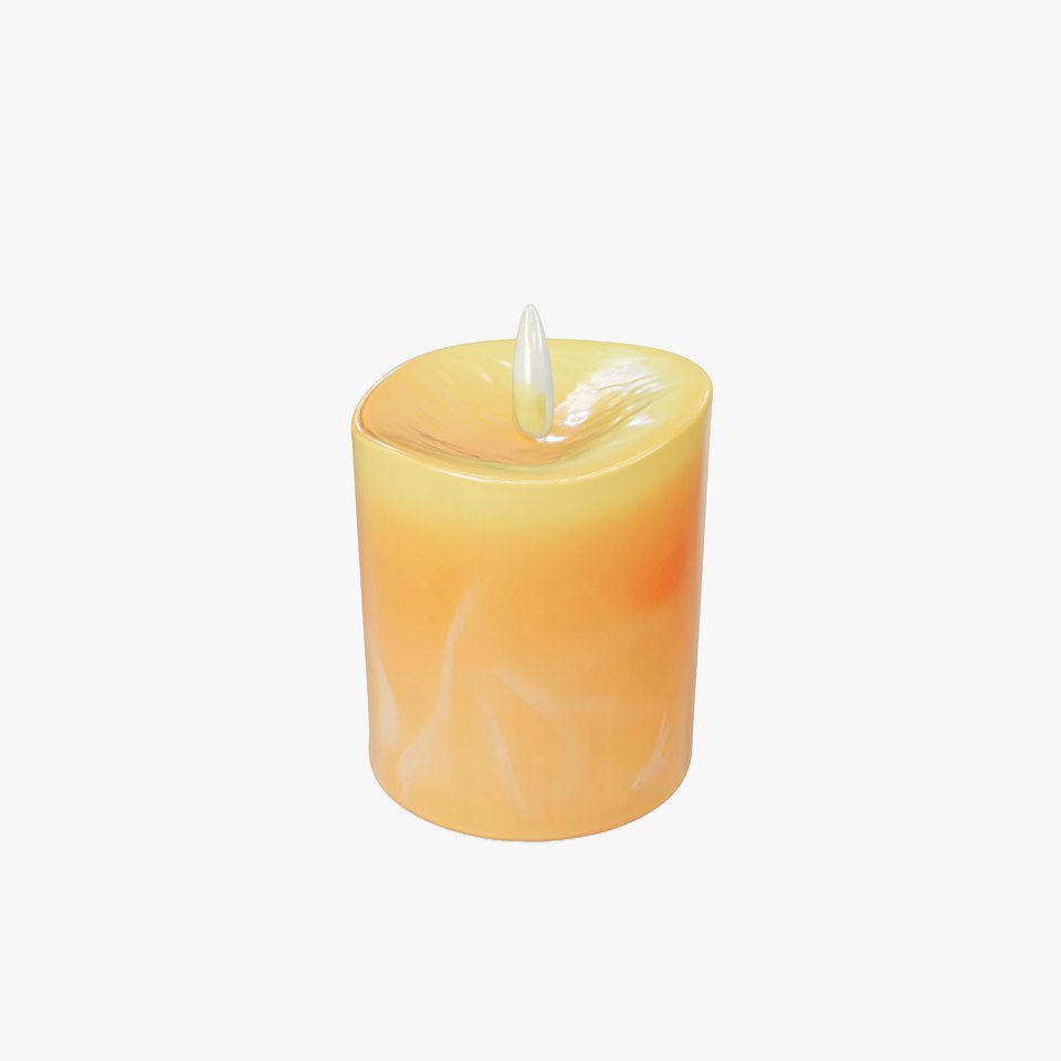 Textured Wax Candle with Glowing Flame model pack