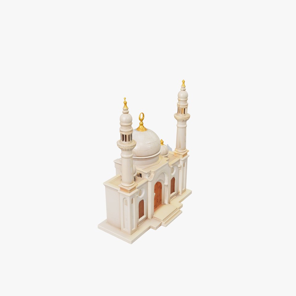 Symmetrical Stone Mosque Architecture model pack