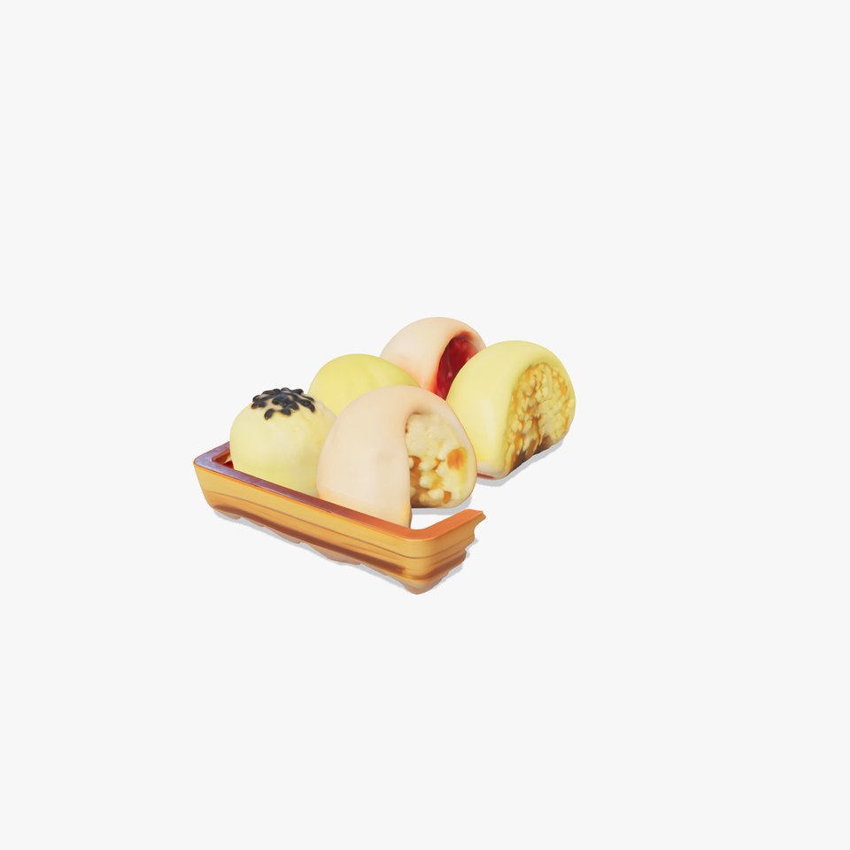 Realistic Mochi Dessert Set model pack