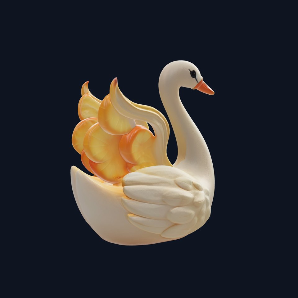 Elegant Meringue Swan Figurine model pack