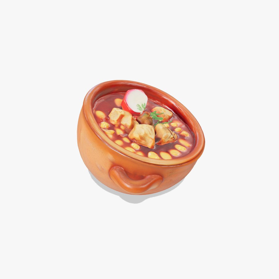 Pozole Soup Rustic Clay Bowl Model Pack
