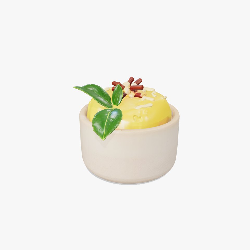 Artisanal Stoneware Mango Panna Cotta model pack