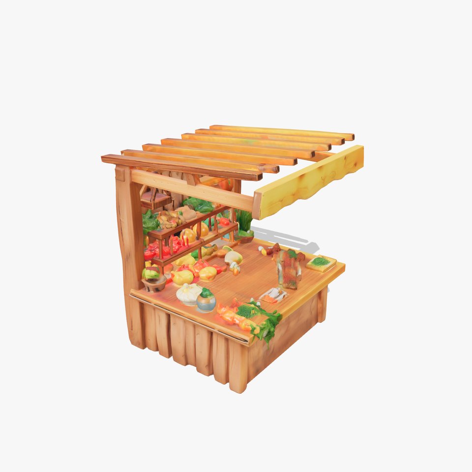Farm Market Stall with Produce model pack