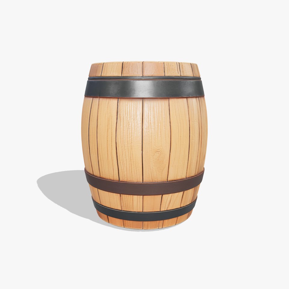 Small Wooden Barrel Weathered Look model pack