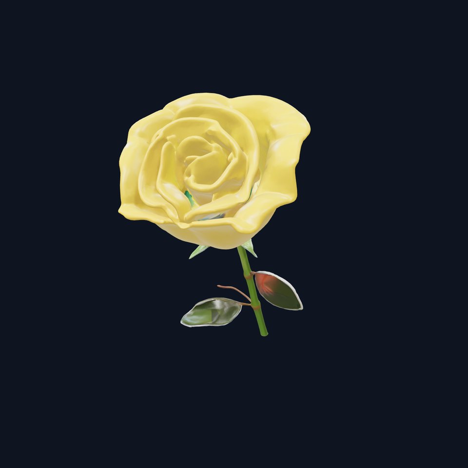 Rosa Foetida Yellow Rose Detailed Model Pack