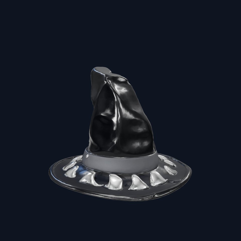 Elegant Velvet Witchs Hat with Moons model pack