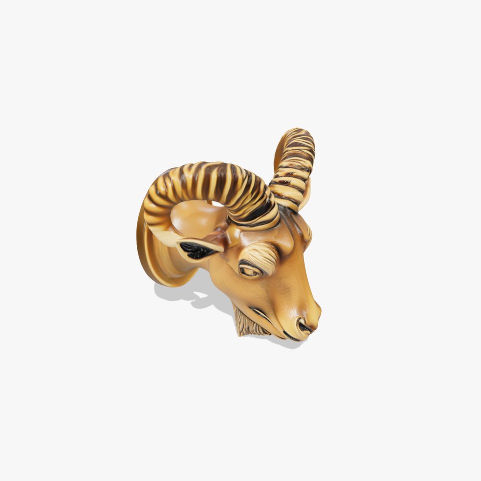 Bronze Goat Head Door Knocker Sculpture model pack