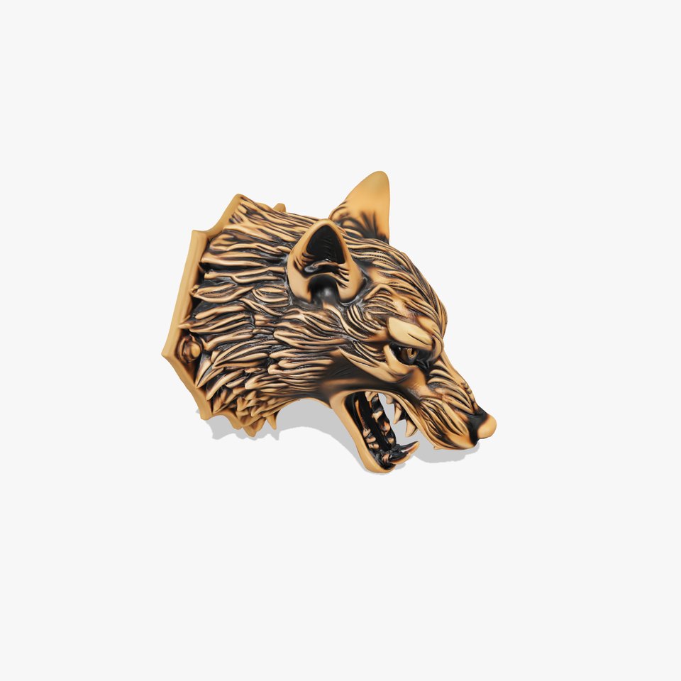 Wolf Head Door Handle Bronze Sculpture model pack