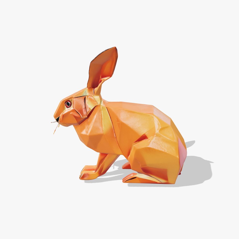 Geometric Copper Hare Sculpture model pack
