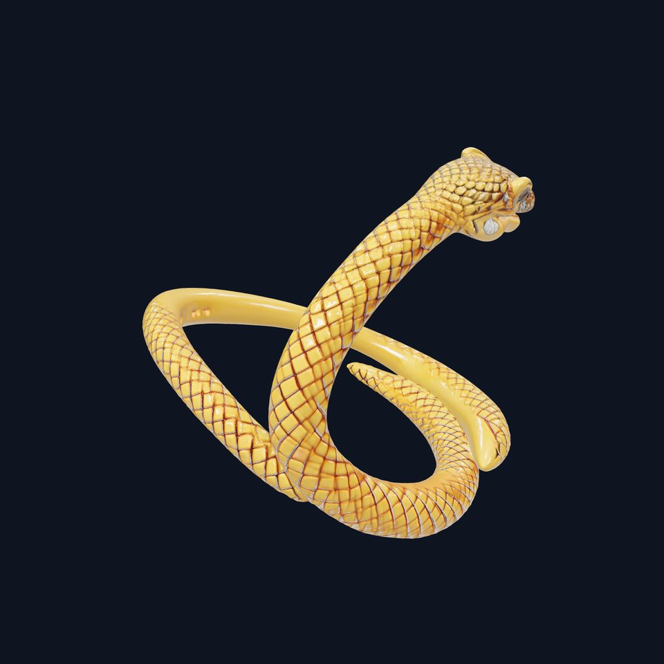 Luxurious Golden Serpent Bracelet model pack
