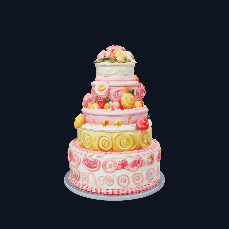 Elegant Floral Tiered Party Cake model pack