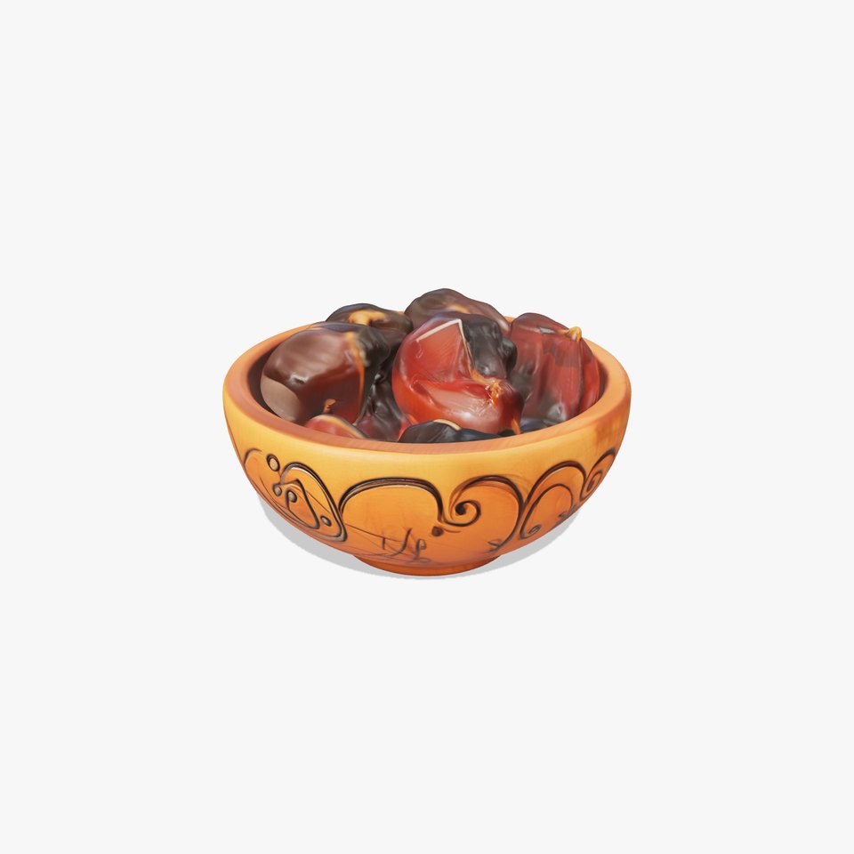 Intricate Carved Date Bowl Sculpture Model Pack