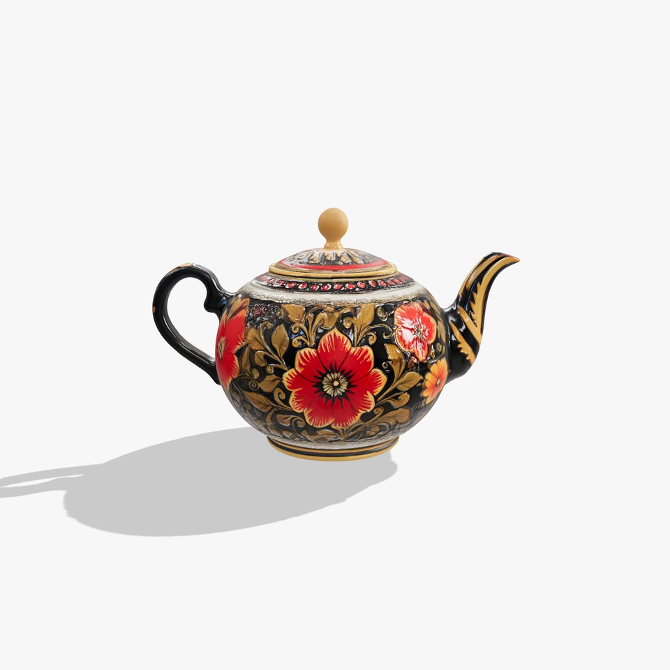 Vintage Floral Decorative Teapot D Model Pack