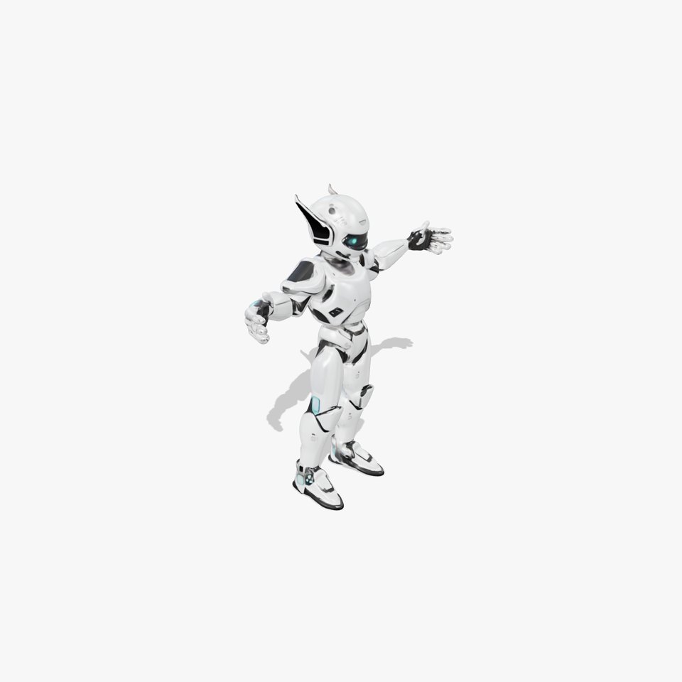 RiggedFuturistic Robot Unit with Advanced Armor and Blue Lights