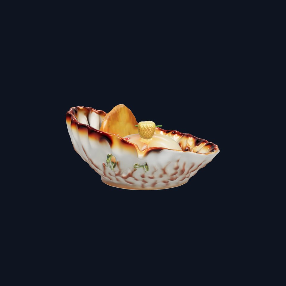 Elegant Dessert Dish with Shell Plate Model Pack