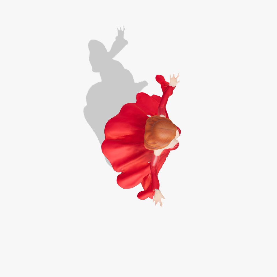 Elegant Enchantress in Flowing Red Dress D Character Model