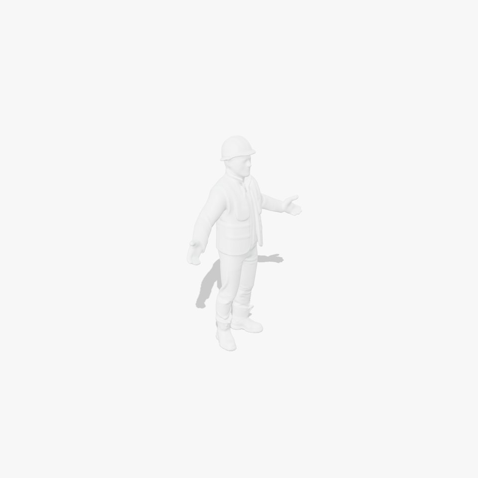 Construction Worker D Model with Safety Gear and HighVisibility Vest