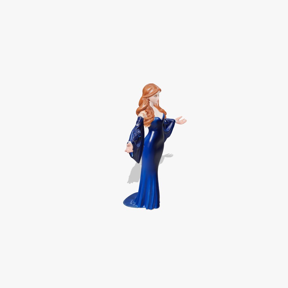 Elegant Female Character in Blue Gown  Detailed D Model