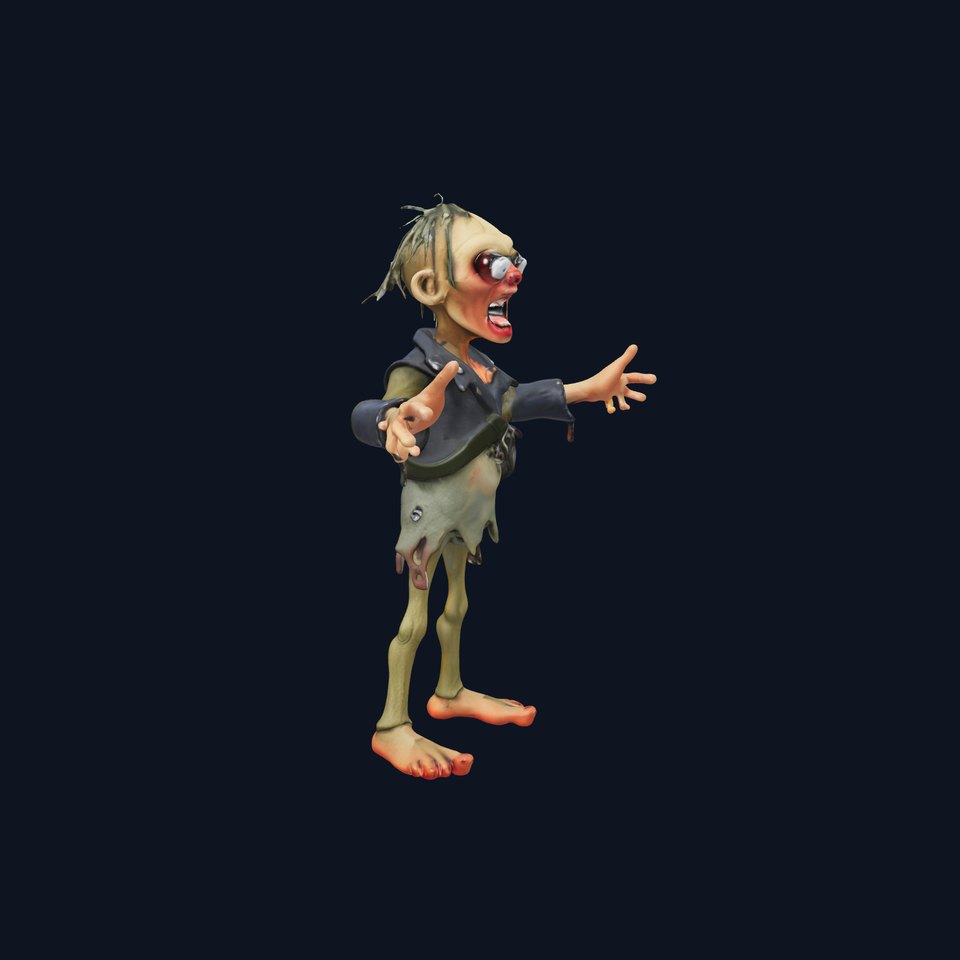 Ghoulish Cartoon Zombie Rigged D Character Model