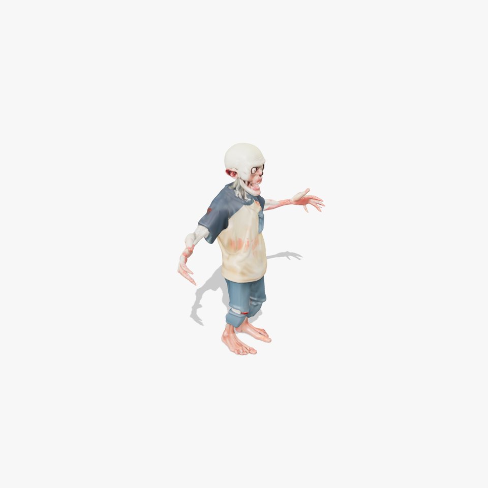 Cartoon Zombie Character D Model with PBR Textures