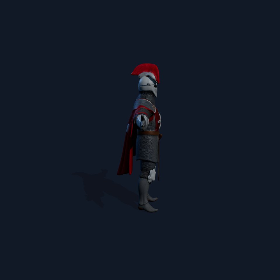 Medieval Knight with Red Cape and Battle Armor D Model